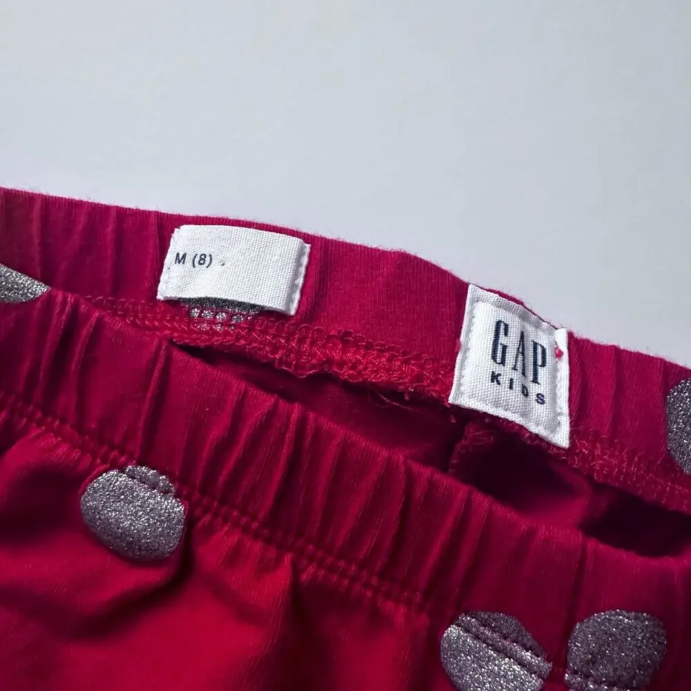 Gap Red Metallic Silver Dot Holiday Leggings - Size 8